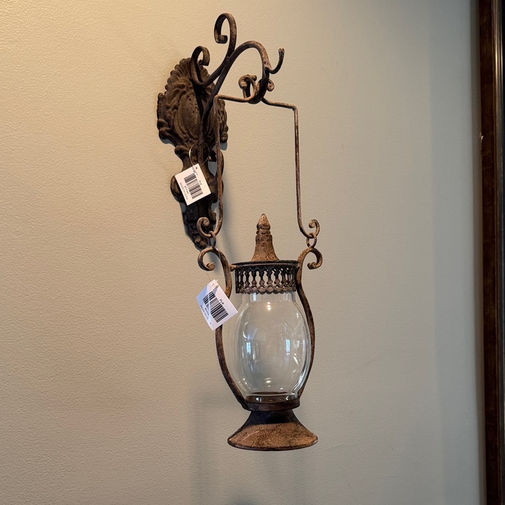 Rustic Brown Lantern Wall hanging lantern Accent NWT